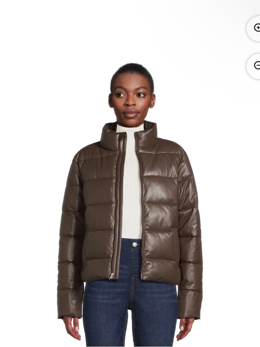 Time and Tru Women's Dark Brown Quilted Puffer Jacket